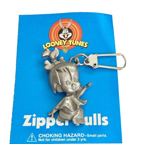 Vintage Pebbles Flintstone Zipper Pull Warner Bros Purse Bag Backpack Charm - Picture 3 of 9